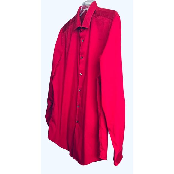 VAN HEUSEN LONG SLV BUTTON-UP DRESS SHIRT, MENS, XL - 17/17-1/2. (34-35), RED - Picture 3 of 11